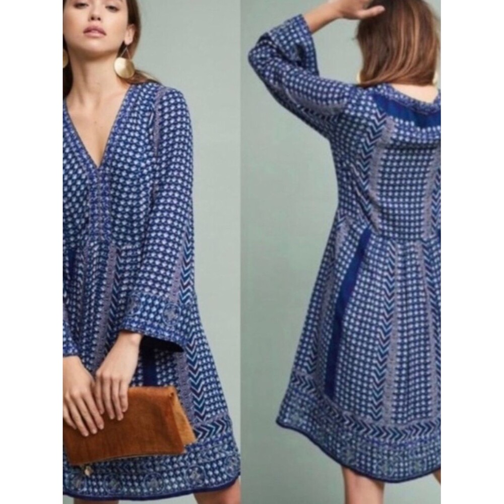 Anthropologie Akemi + Kin Women's Boho Blue Shift Dress Small